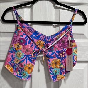 Beach Bunny Pink Blue Floral Bikini Top